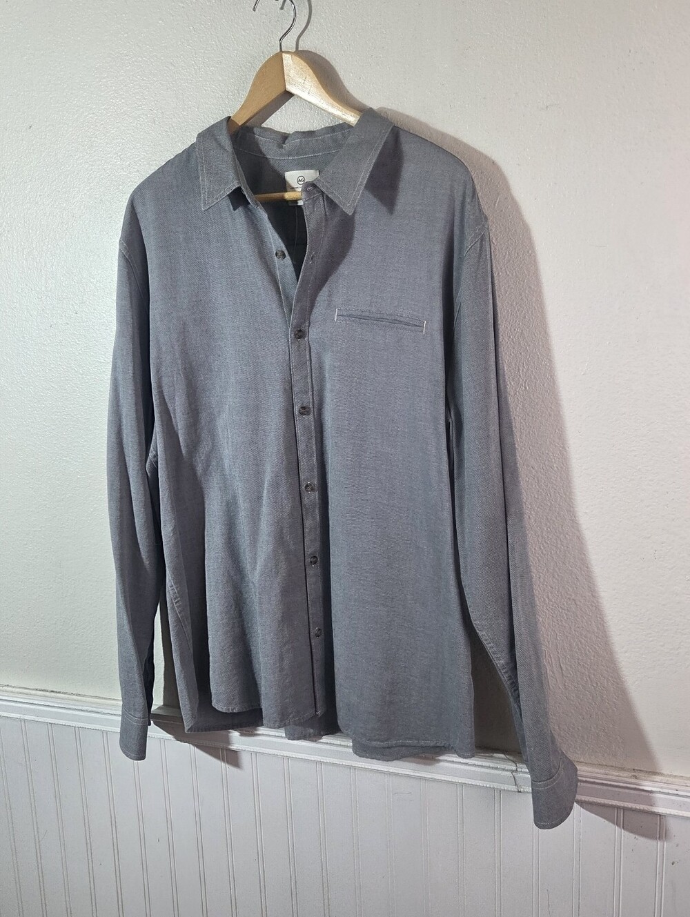 AG Adriano Goldschmied Mens XXL Gray Slim Fit Button Front Cotton Shirt Casual